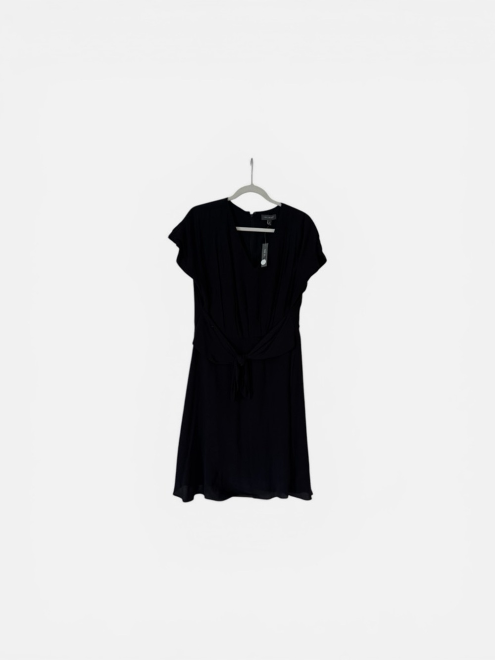 Women's Black Tie-Waist V-Neck Dress